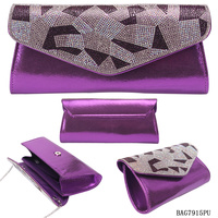 BK FABRIC W/ STONE EVENING BAG