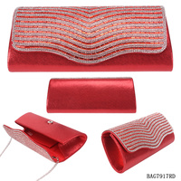 RD FABRIC W/ STONE EVENING BAG